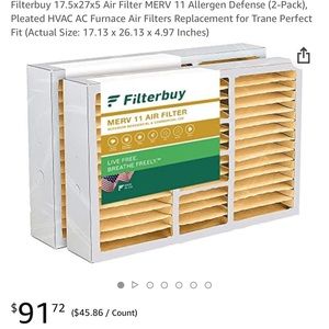 Filterbuy 17.5x27x2 Air Filter MERV 11 Allergen Defense (2-Pack)
